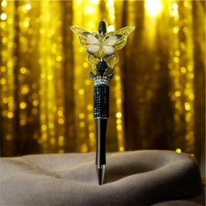 Handcrafted Black and Gold Butterfly Pen by StayClassyChic